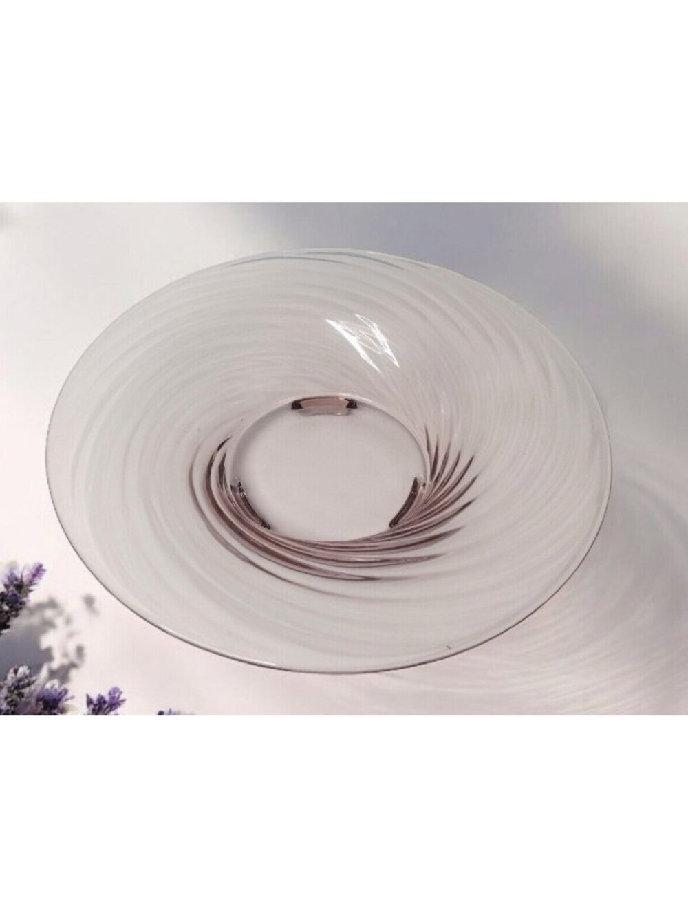 Vintage Early Fostoria Spiral Optic Footed Glass Bowl 12" Art Deco Lavender